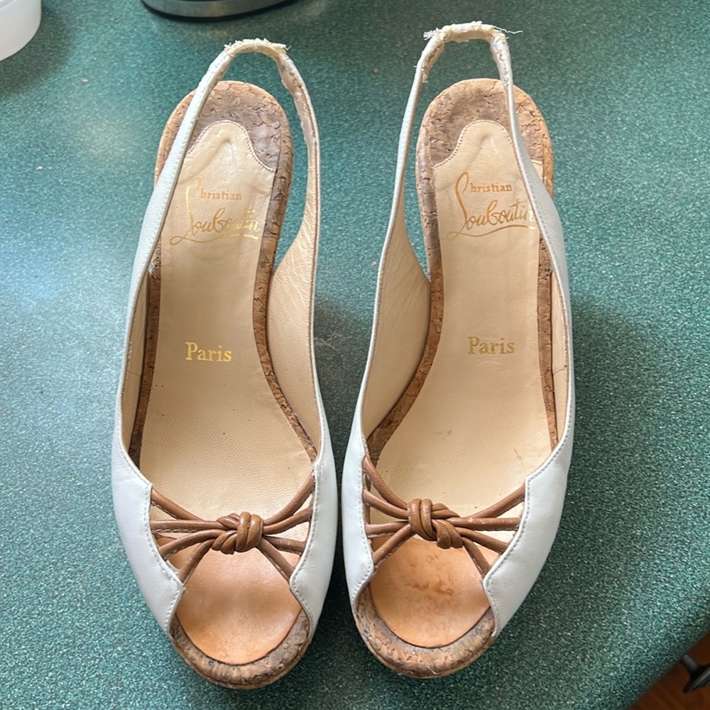Christian Louboutin Cork Wedge Heels 38
